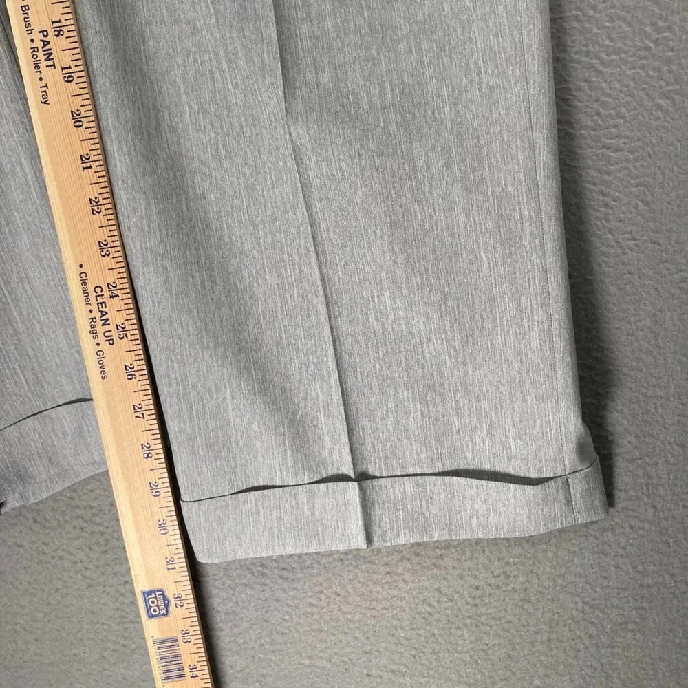 Montique Men Size 46‎ Grey Striped Polyester Pleated Dress Pants